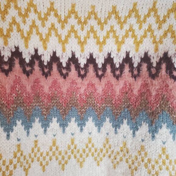 LOFT Zig Zag Cowl Turtle Neck Knit Wool Blend Pullover Sweater Multicolor XS - Picture 10 of 11